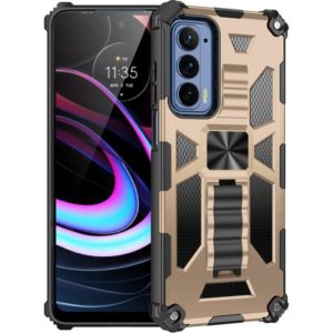 For Motorola Edge (2021) Armor Shockproof TPU + PC Magnetic Protective Phone Case with Holder(Gold) (OEM)