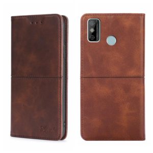 For Tecno Spark 6 GO Cow Texture Magnetic Horizontal Flip Leather Phone Case(Dark Brown) (OEM)