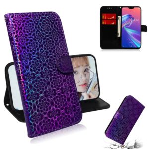 For Zenfone Max Pro (M2) ZB631KL Solid Color Colorful Magnetic Buckle Horizontal Flip PU Leather Case with Holder & Card Slots & Wallet & Lanyard(Purple) (OEM)
