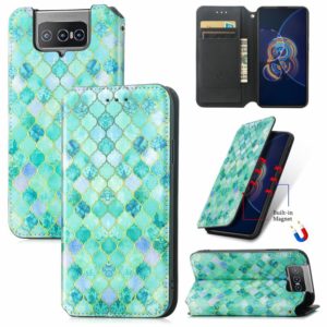 For Asus Zenfone 8 Flip Colorful Magnetic Horizontal Flip PU Leather Case with Holder & Card Slot & Wallet(Emerald) (OEM)