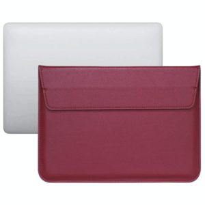 PU Leather Ultra-thin Envelope Bag Laptop Bag for MacBook Air / Pro 13 inch, with Stand Function(Wine Red) (OEM)