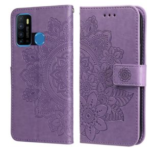 For Infinix Hot 9 / Note 7 Lite 7-petal Flowers Embossing Pattern Horizontal Flip PU Leather Case with Holder & Card Slots & Wallet & Photo Frame(Light Purple) (OEM)