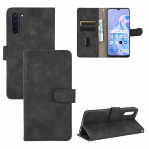 For OPPO Reno3 A(Japanese Version) Solid Color Skin Feel Magnetic Buckle Horizontal Flip Calf Texture PU Leather Case with Holder & Card Slots & Wallet(Black) (OEM)