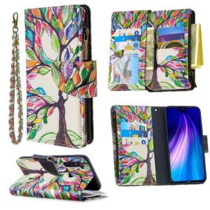 For Xiaomi Redmi Note 8 Colored Drawing Pattern Zipper Horizontal Flip Leather Case with Holder & Card Slots & Wallet(Tree) (OEM)