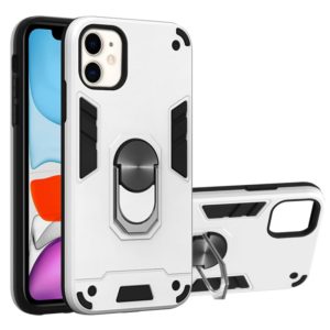 For iPhone 11 2 in 1 Armour Series PC + TPU Protective Case with Ring Holder(Silver) (OEM)