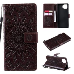 For OPPO F17 / A73 Sun Embossing Pattern Horizontal Flip Leather Case with Card Slot & Holder & Wallet & Lanyard(Brown) (OEM)