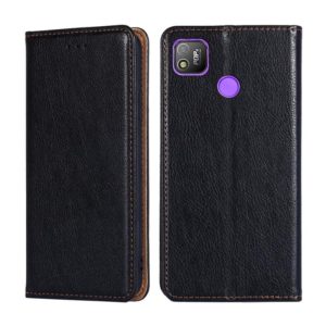 For Tecno Pop 4 Gloss Oil Solid Color Magnetic Leather Phone Case(Black) (OEM)
