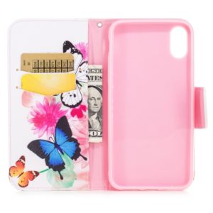 Colored Drawing Pattern Horizontal Flip Leather Case for Samsung Galaxy A20e ,with Holder & Card Slots & Wallet(Two Butterflies) (OEM)