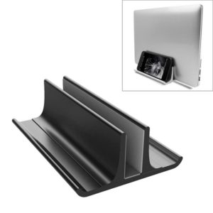 Universal Portable Aluminum Alloy Single Slot Width Adjustable Laptop Vertical Radiating Storage Stand Base(Black) (OEM)
