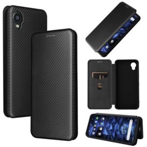 For Kyocera DIGNO BX2 Carbon Fiber Texture Horizontal Flip PU Phone Case(Black) (OEM)