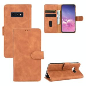 For Samsung Galaxy S10e Solid Color Skin Feel Magnetic Buckle Horizontal Flip Calf Texture PU Leather Case with Holder & Card Slots & Wallet(Brown) (OEM)