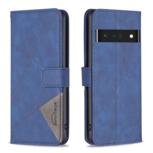 For Google Pixel 7 Pro 5G BF05 Magnetic Buckle Rhombus Texture Leather Phone Case(Blue) (OEM)