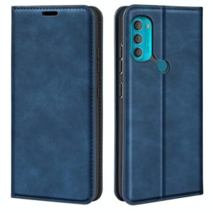 For Motorola Moto G71 5G Retro-skin Magnetic Suction Leather Phone Case(Dark Blue) (OEM)