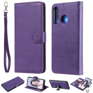 For Huawei P30 Lite / nova 4e Solid Color Horizontal Flip Protective Case with Holder & Card Slots & Wallet & Photo Frame & Lanyard(Purple) (OEM)