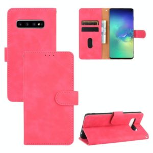 For Samsung Galaxy S10 Solid Color Skin Feel Magnetic Buckle Horizontal Flip Calf Texture PU Leather Case with Holder & Card Slots & Wallet(Rose Red) (OEM)