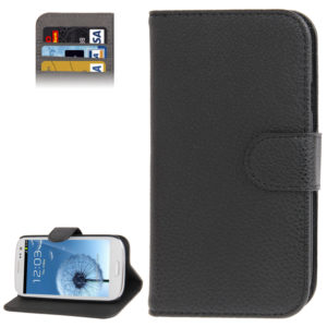 Horizontal Flip Litchi Texture Leather Case Cover with Credit Card Slot & Holder for Galaxy SIII / i9300(Black) (OEM)