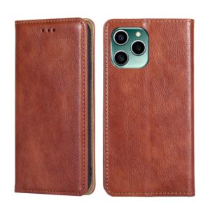 For Honor 60 SE Gloss Oil Solid Color Magnetic Flip Leather Phone Case(Brown) (OEM)