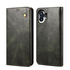 For Noting phone 1 Simple Wax Crazy Horse Texture Horizontal Flip Leather Case(Dark Green) (OEM)