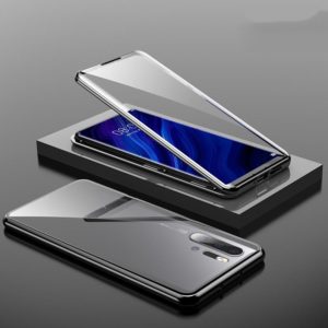 For Huawei P30 Pro Magnetic Metal Frame Double-sided Tempered Glass Case(Black) (OEM)