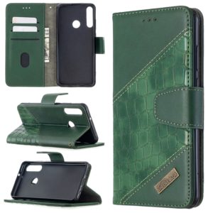For Huawei Y6p Matching Color Crocodile Texture Horizontal Flip PU Leather Case with Holder & Card Slots & Wallet(Green) (OEM)