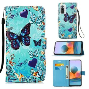 For Xiaomi Redmi Note 10 Pro / Note 10 Pro Max Colored Drawing Pattern Plain Weave Horizontal Flip Leather Case with Holder & Card Slot & Wallet & Lanyard(Caring Butterfly) (OEM)