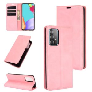 For Samsung Galaxy A52 5G / 4G Retro-skin Business Magnetic Suction Leather Case with Holder & Card Slots & Wallet(Pink) (OEM)