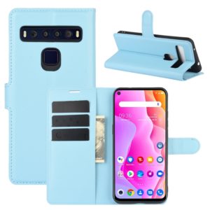 For TCL 10L Litchi Texture Horizontal Flip Protective Case with Holder & Card Slots & Wallet(Blue) (OEM)