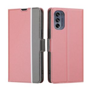 For Motorola Moto G62 5G Twill Texture Side Button Leather Phone Case(Pink) (OEM)