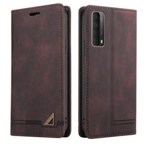 For Huawei P Smart 2021 Skin Feel Anti-theft Brush Horizontal Flip Leather Case with Holder & Card Slots & Wallet(Brown) (OEM)