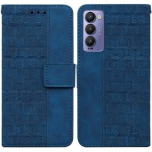 For Tecno Camon 18 / 18P Geometric Embossed Leather Phone Case(Blue) (OEM)