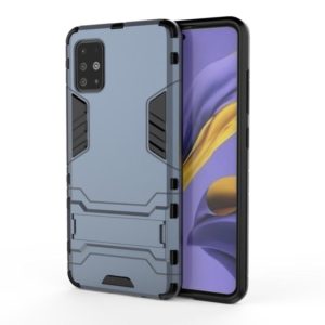 For Galaxy A51 Shockproof PC + TPU Protective Case with Invisible Holder(Navy Blue) (OEM)
