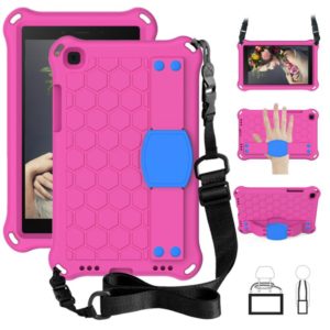 For Galaxy Tab A8.0 T290 / T295（2019） Honeycomb Design EVA + PC Four Corner Anti Falling Flat Protective Shell With Straps(Rose+Blue) (OEM)