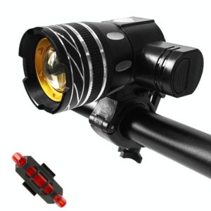 7602 LED USB Charging Telescopic Zoom Bicycle Front Light, Specification: Headlight + 928 Taillight (OEM)