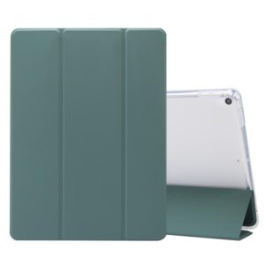 For iPad Air (2019)/Pro 10.5 (2017) 3-folding Electric Pressed Skin Texture Horizontal Flip Shockproof Transparent TPU + PU Leather Case with Holder & Pen Slot & Sleep / Wake-up Function(Deep Green) (OEM)