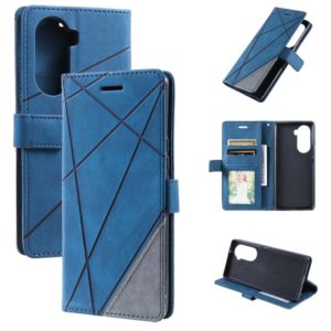 For Honor 60 Skin Feel Splicing Leather Phone Case(Blue) (OEM)