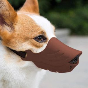 Dog Muzzle Cover Tedike Fund Fur Dog Muzzle Cover Anti-Bite Mouth Cover Silicone Supplies, Specification: S(Brown) (OEM)