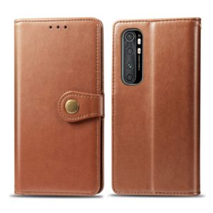 For Xiaomi Note 10 Lite Retro Solid Color Leather Buckle Phone Case with Lanyard & Photo Frame & Card Slot & Wallet & Stand Function(Brown) (OEM)