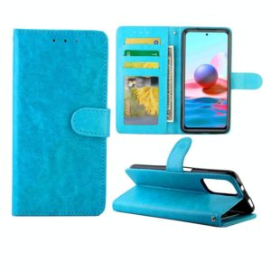 For Xiaomi Redmi Note10 4G / Note 10S Crazy Horse Texture Leather Horizontal Flip Protective Case with Holder & Card Slots & Wallet & Photo Frame(Baby Blue) (OEM)