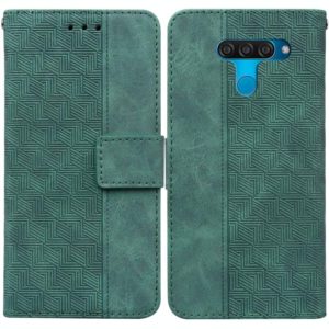 For LG K50 / Q60 Geometric Embossed Leather Phone Case(Green) (OEM)