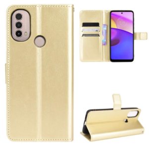 For Motorola Moto E40 / E30 / E20 Crazy Horse Texture Horizontal Flip Phone Leather Case with Holder & Card Slots & Lanyard(Gold) (OEM)