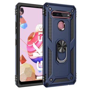 For LG K51S Shockproof TPU + PC Protective Case with 360 Degree Rotating Holder(Blue) (OEM)