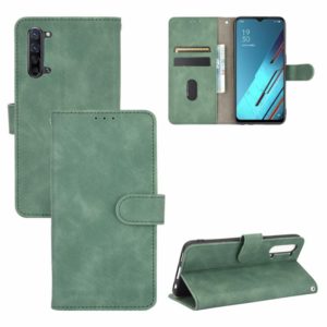 For OPPO Reno3 5G / Find X2 Lite Solid Color Skin Feel Magnetic Buckle Horizontal Flip Calf Texture PU Leather Case with Holder & Card Slots & Wallet(Green) (OEM)