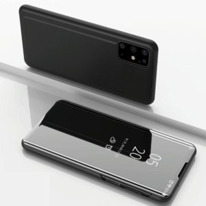 For Galaxy S20+ Plated Mirror Horizontal Flip Leather Case with Holder(Black) (OEM)