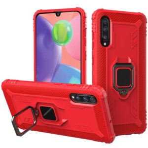 For Galaxy A70s Carbon Fiber Protective Case with 360 Degree Rotating Ring Holder(Red) (OEM)