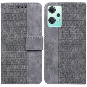 For OnePlus Nord CE 2 Lite 5G Geometric Embossed Leather Phone Case(Grey) (OEM)
