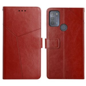 For Motorola Moto G50 Y Stitching Horizontal Flip Leather Phone Case with Holder & Card Slots & Wallet & Photo Frame(Brown) (OEM)