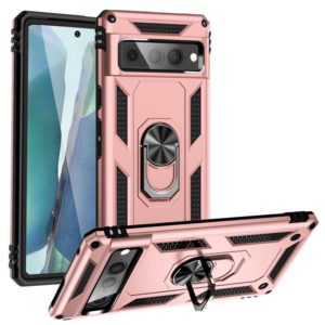 For Google Pixel 7 Pro Shockproof TPU + PC Protective Case with 360 Degree Rotating Holder(Rose Gold) (OEM)