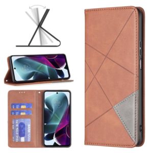For Motorola Moto G200 5G / Edge S30 5G Prismatic Invisible Magnetic Leather Phone Case(Brown) (OEM)