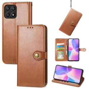 For Honor X30i Solid Color Leather Buckle Phone Case(Brown) (OEM)