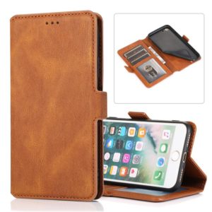 For iPhone SE 2022 / SE 2020 / 8 / 7 Retro Magnetic Closing Clasp Horizontal Flip Leather Case with Holder & Card Slots & Photo Frame & Wallet(Brown) (OEM)